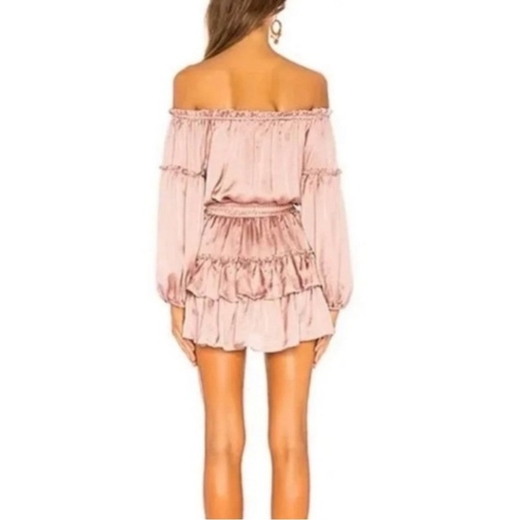 Misa Los Angeles Romi Off-the-Shoulder Tiered Ruffle Mini Dress in Mauve Size M - Picture 5 of 5